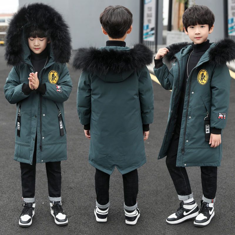 A children medium and older children thickened jacket winter boy Korean version of foreign style tide brand