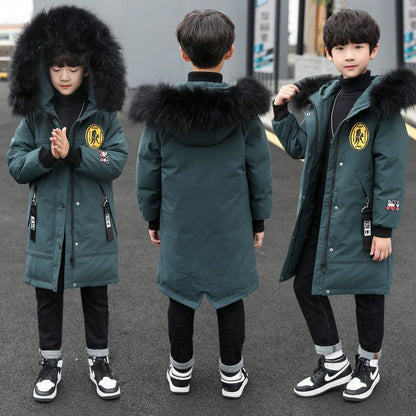 A children medium and older children thickened jacket winter boy Korean version of foreign style tide brand