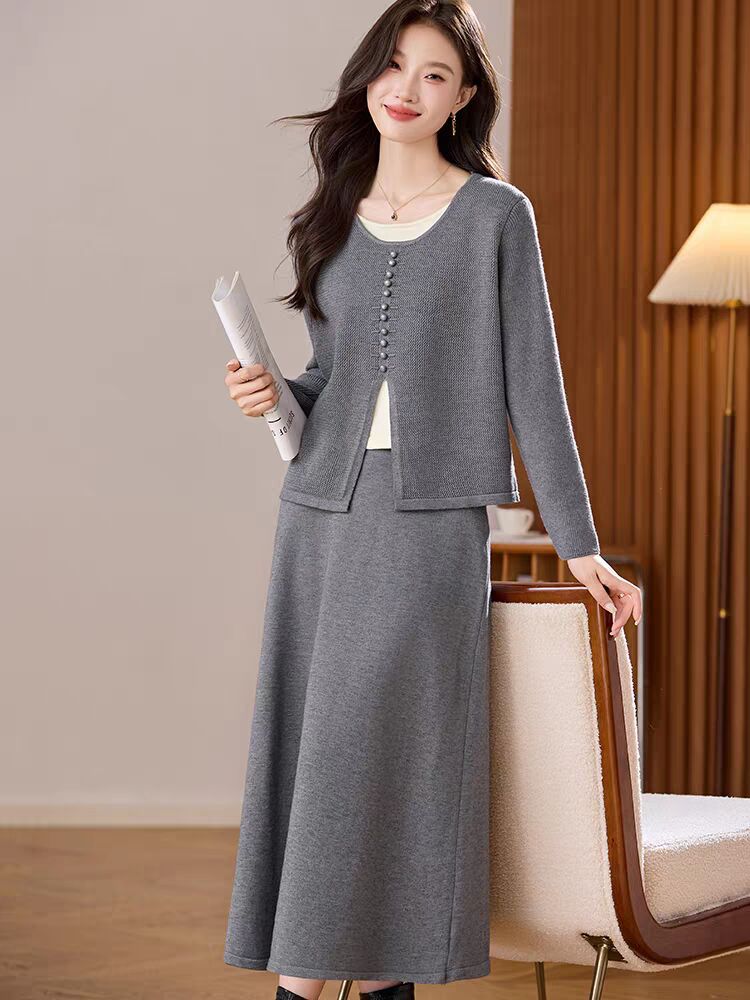 Knitted Top and Skirt Set