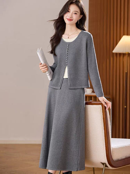 Knitted Top and Skirt Set