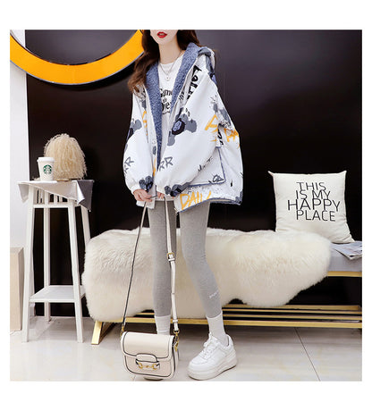 Fleece-Lined Thickened Two-Way Lamb Wool Cardigan Coat for Women