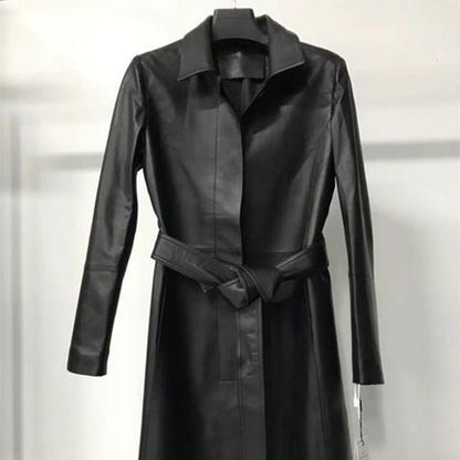 P trench coat leather coat
