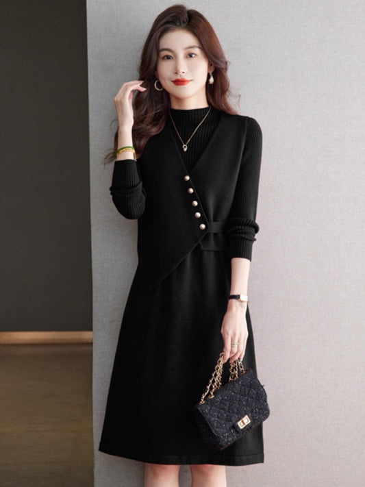 P vest knitted dress two-piece set