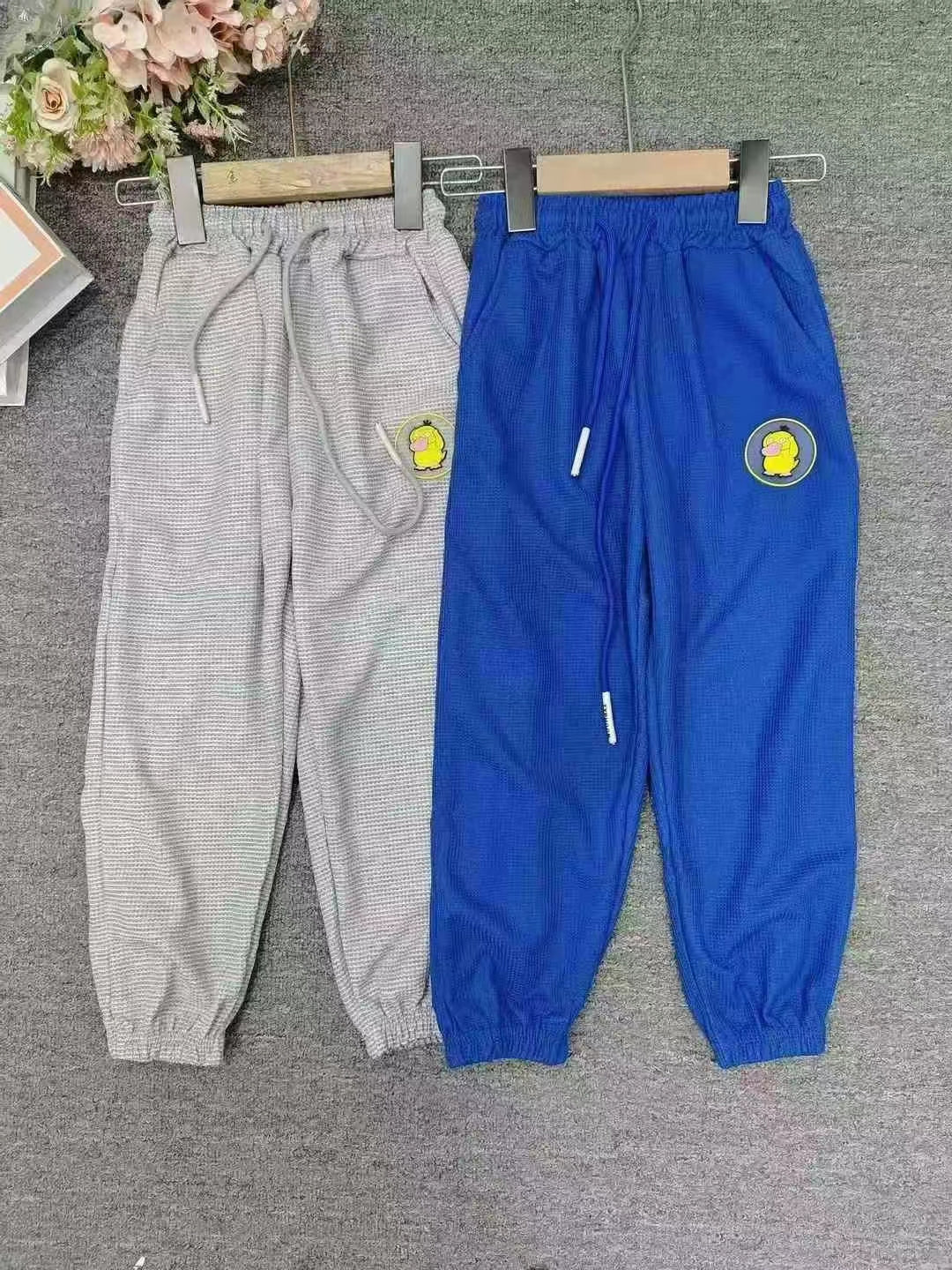 B2-m15 Boys Pants Spring and Summer cotton Thin Waffle Casual Children's Sweatpants - Mixbatch