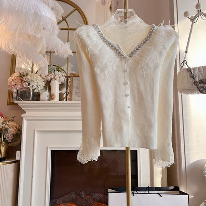 P beaded feather jacket