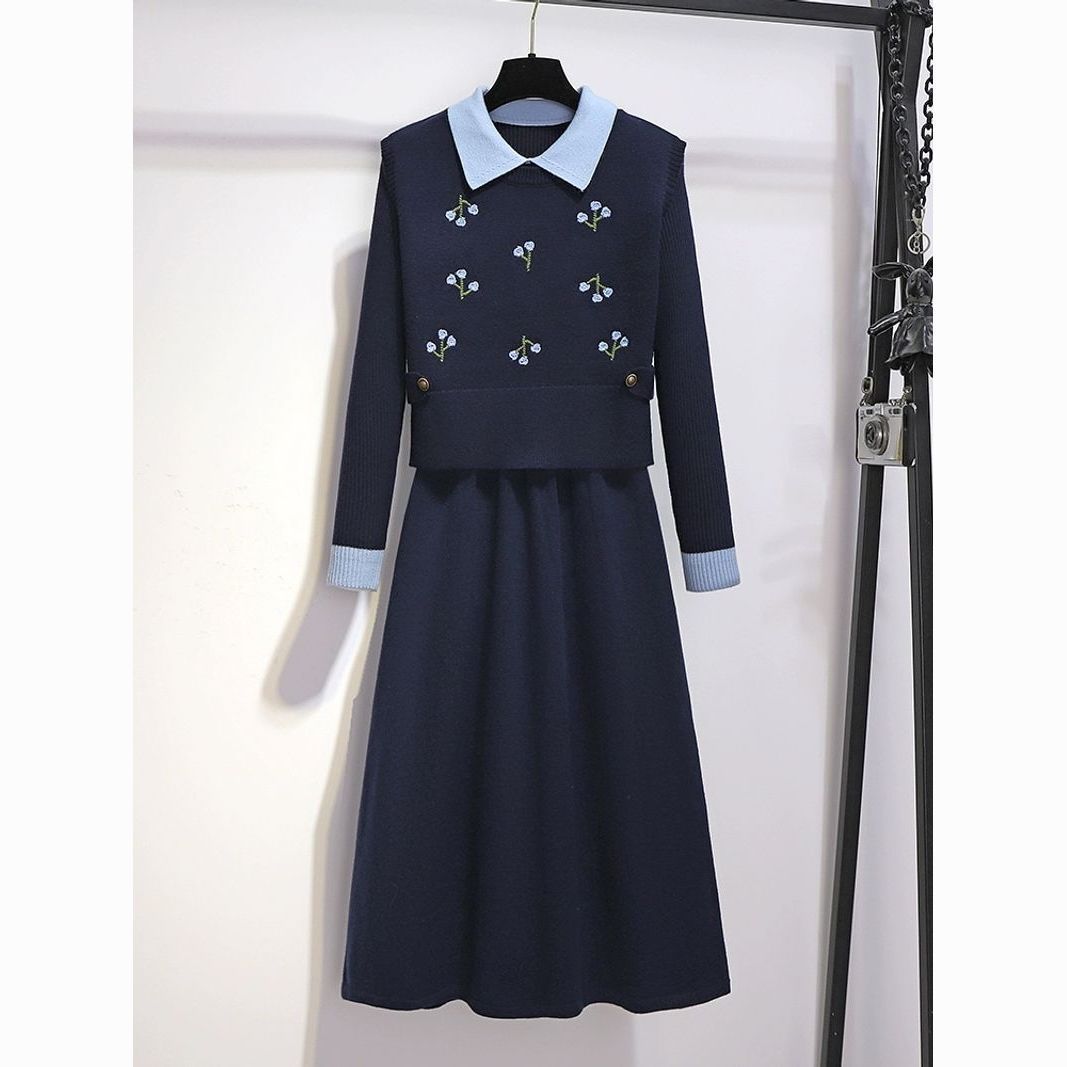 P autumn and winter dress two-piece set