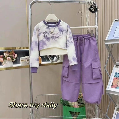 P spring and autumn new children's foreign casual fashionable overalls three-piece set