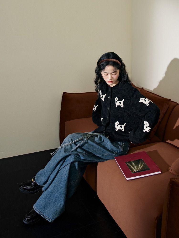 P Knitted Sweater Sweater Short Jacket