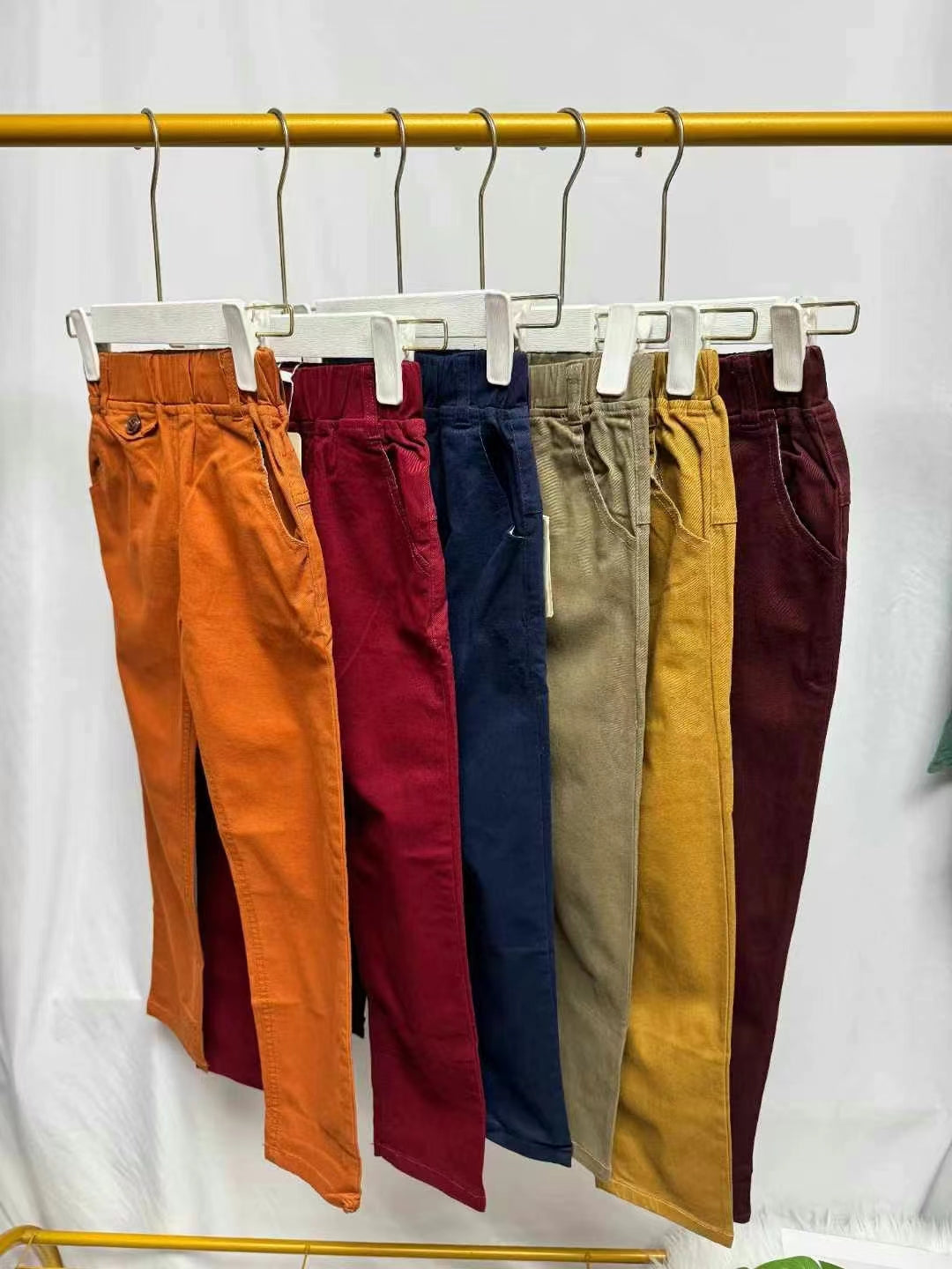 B3-M35  children's pants  95% cotton elastic wear-resistant elastic slim straight trousers 4-16 years old - Mixbatch