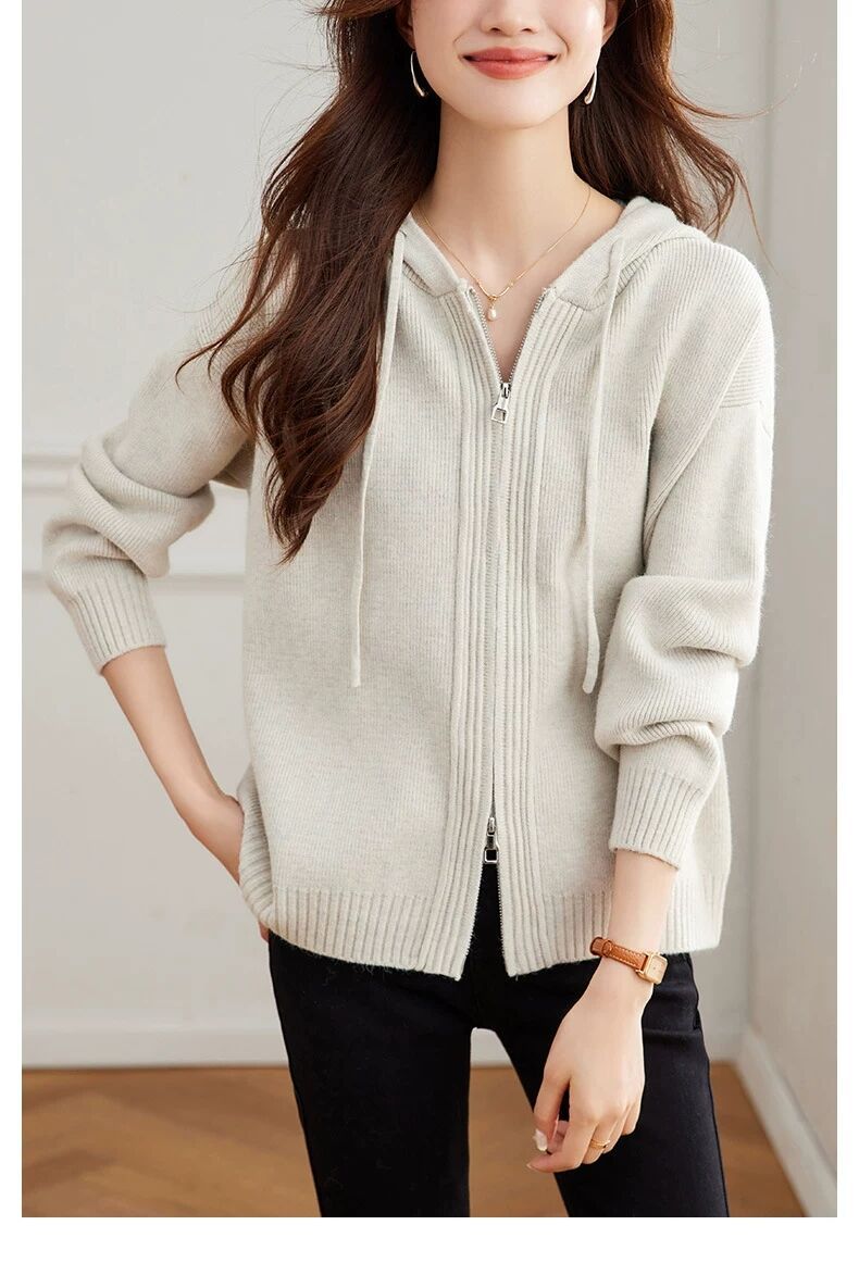 Striped Hooded Knit Top