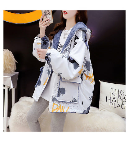 Fleece-Lined Thickened Two-Way Lamb Wool Cardigan Coat for Women