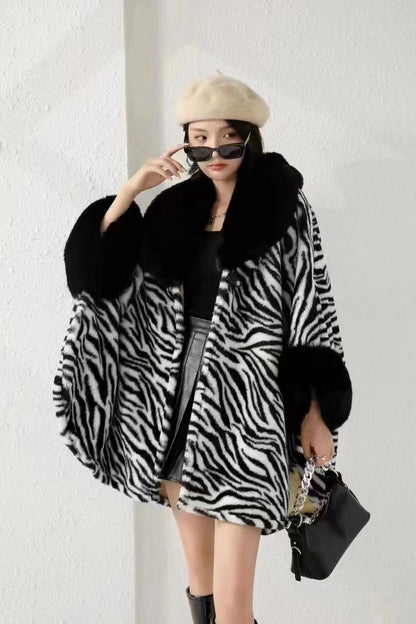 Fur Collar Cape Shawl