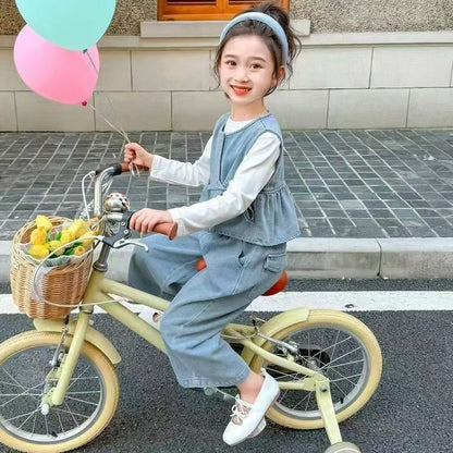 P girl suit denim new children's baby foreign fashionable vest spring