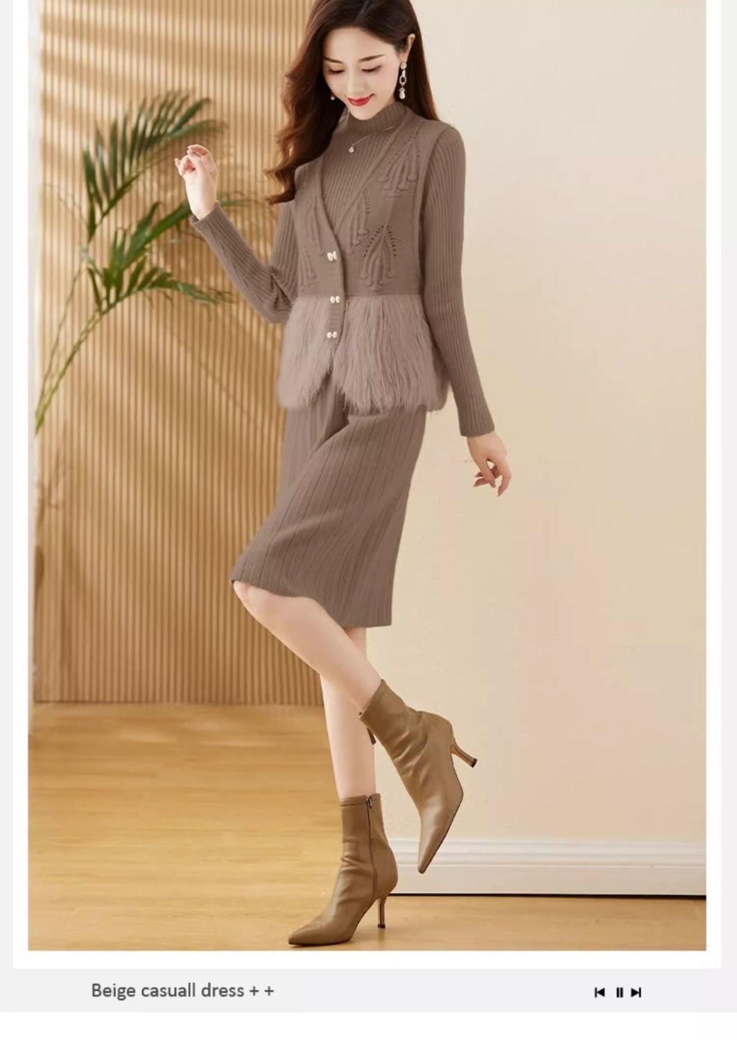 P knitted dress two-piece set