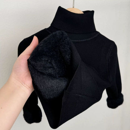 P Children's fleece turtleneck knitted sweater