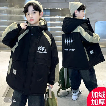 P new medium and large children's thickened trench coat jacket cotton clothes children's winter clothes