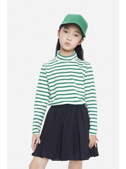 B3-M33    Boys and Girls 95% Cotton High Lapel Striped T-Shirt Long Sleeve Knitted Sweater - Mixbatch