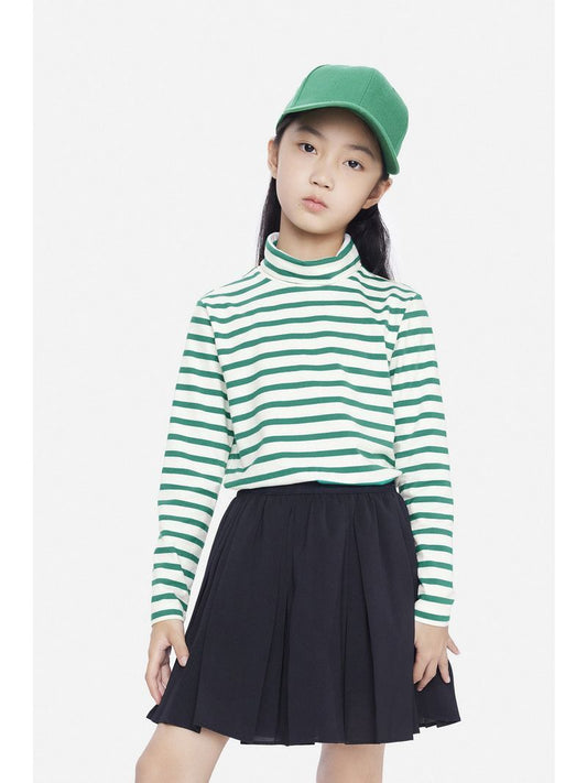 B3-M33    Boys and Girls 95% Cotton High Lapel Striped T-Shirt Long Sleeve Knitted Sweater - Mixbatch