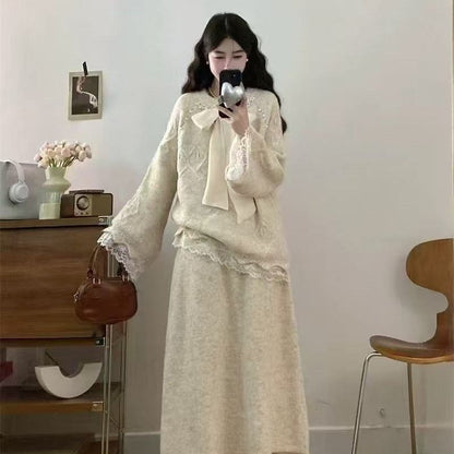 P knitted sweater skirt set