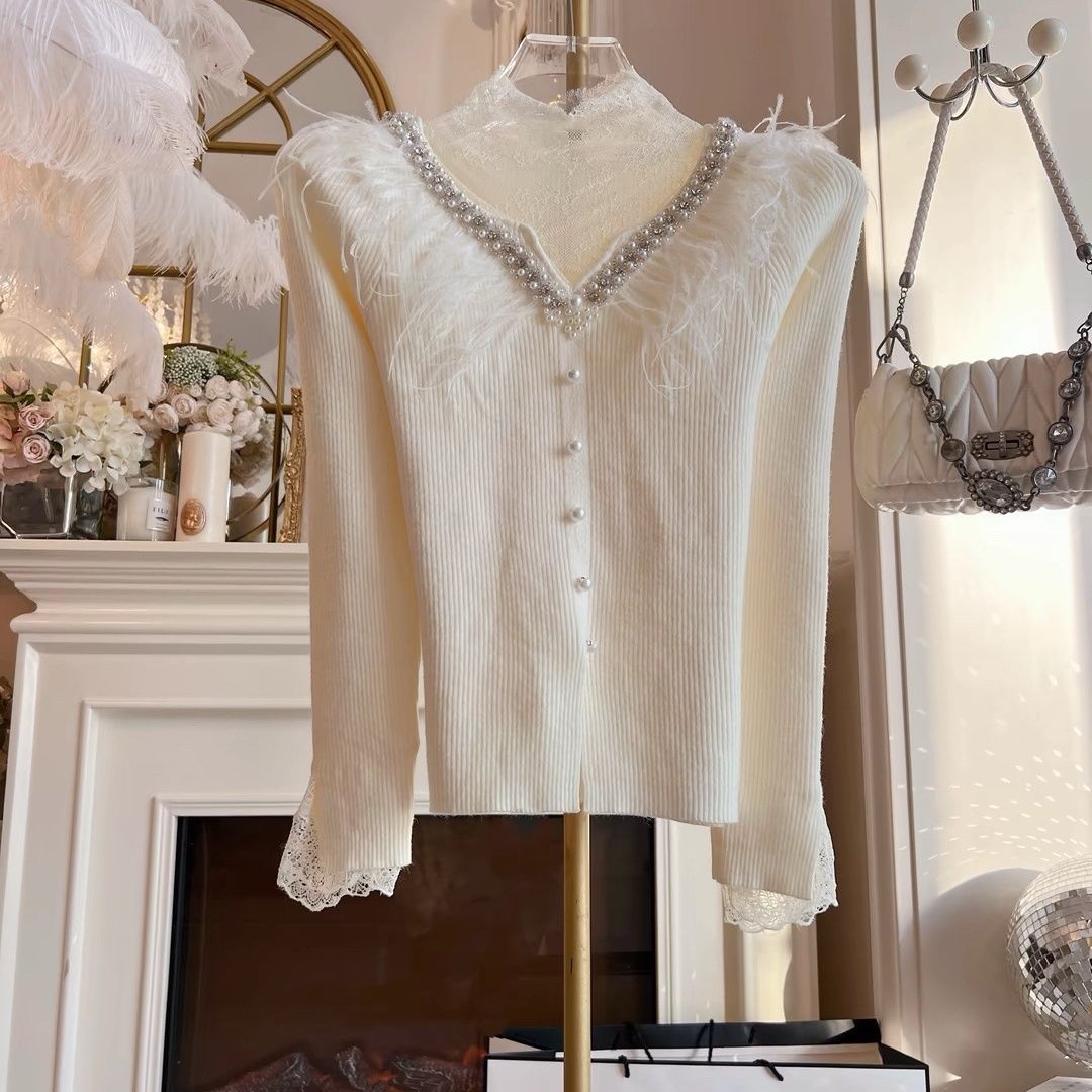 P beaded feather jacket