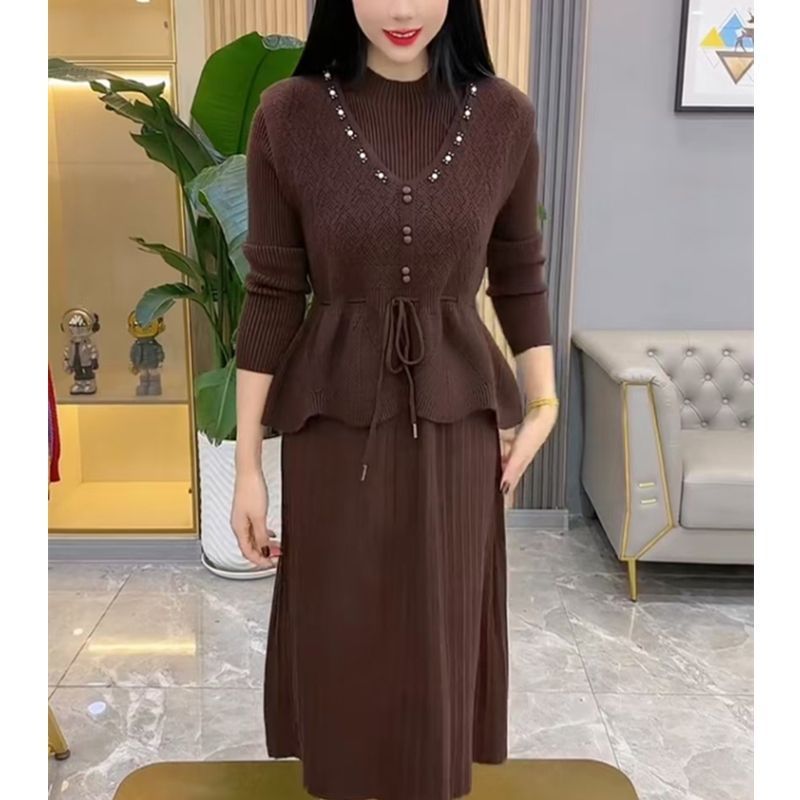 P vest knitted dress two-piece set