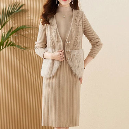 P knitted dress two-piece set