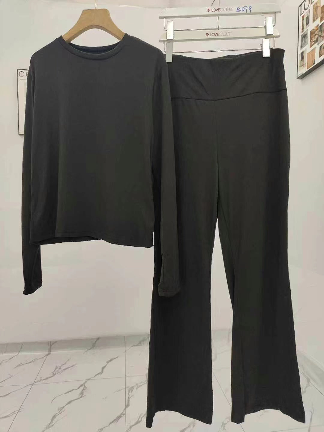 B2-m18  Casual women's two-piece set round neck long-sleeved two-piece set - Mixbatch