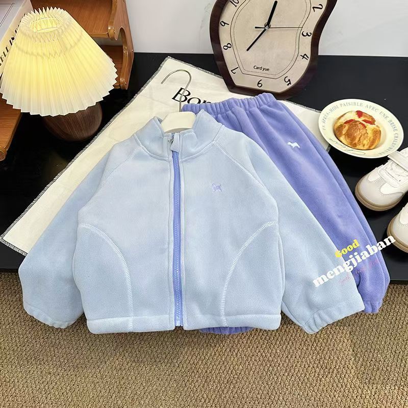 Children's Clothing Autumn Winter Set Stylish Fashionable Baby Clothes Children's Fleece Lined Thickened