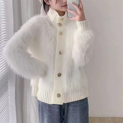 A Imitation Mink Velvet Stand Collar Sweater for Women