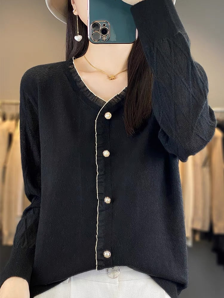 V Collared Lace Blouse