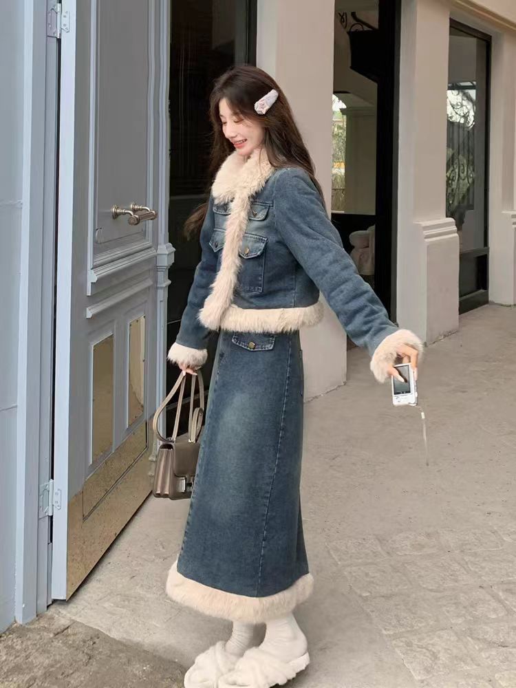 P denim set two-piece set