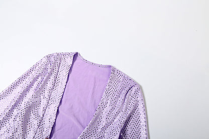 V Collar Long Sleeve Dress