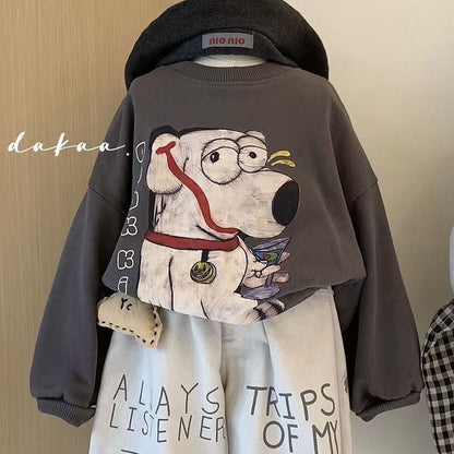 P printed sweater pants two-piece set