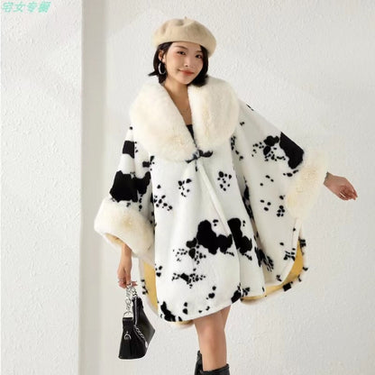 Fur Collar Cape Shawl
