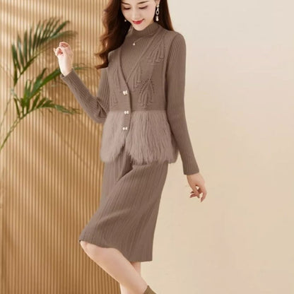 P knitted dress two-piece set