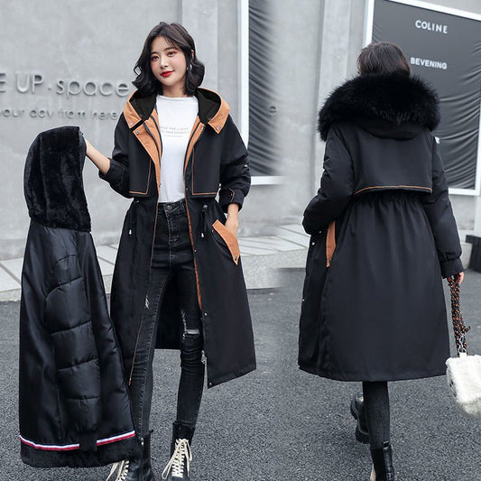 Dh-001Women's warm fur collar coat, detachable, suitable for winter spring Random collar colour - Mixbatch