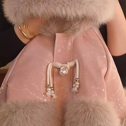 P girls' fur new autumn and winter thickened velvet winter foreign style top children's jacket trendy