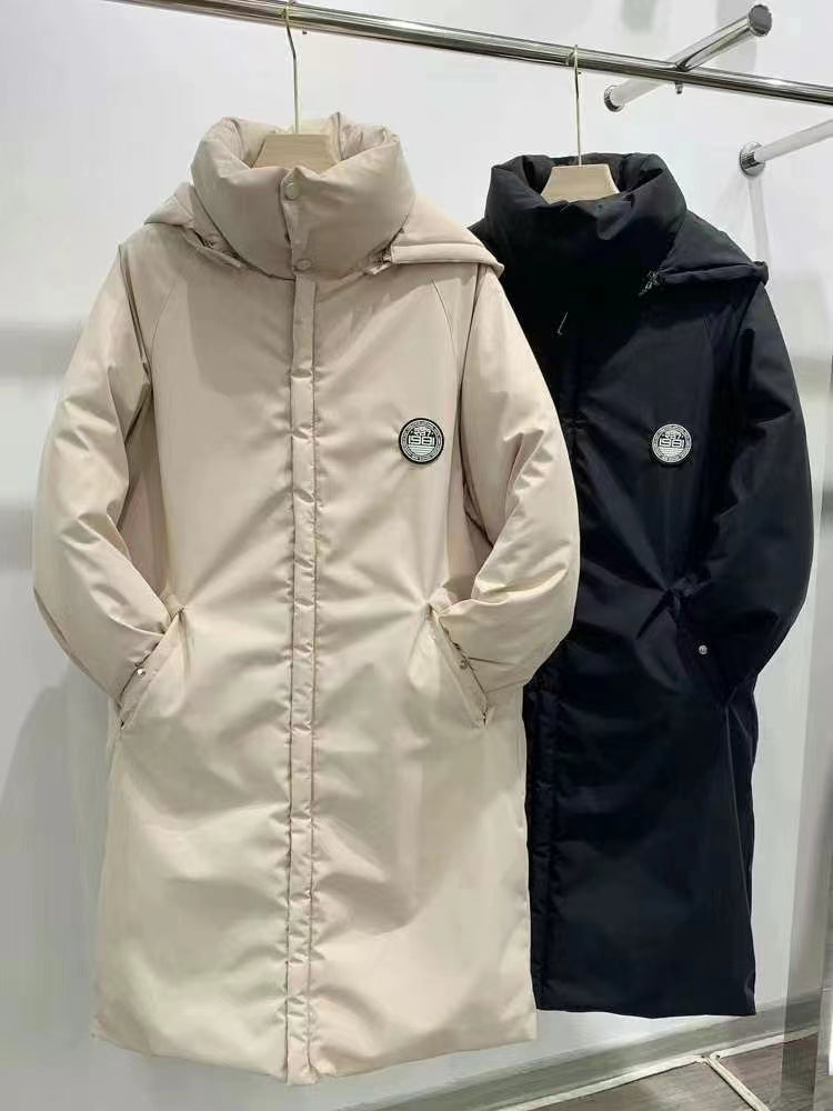 DY-005 2024 new medium and long over-the-knee hooded large-size cotton-padded jacket for women's thickened down cotton temperament cotton-padded jacket tide - Mixbatch