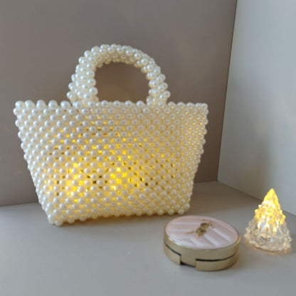 A handmade finished bag beaded new fashion shoulder woven pearl foreign style wedding pearl bag princess