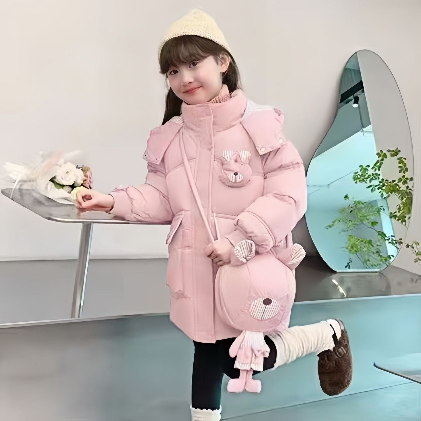 A girls winter thickened winter down cotton clothes foreign style new children's cotton clothes