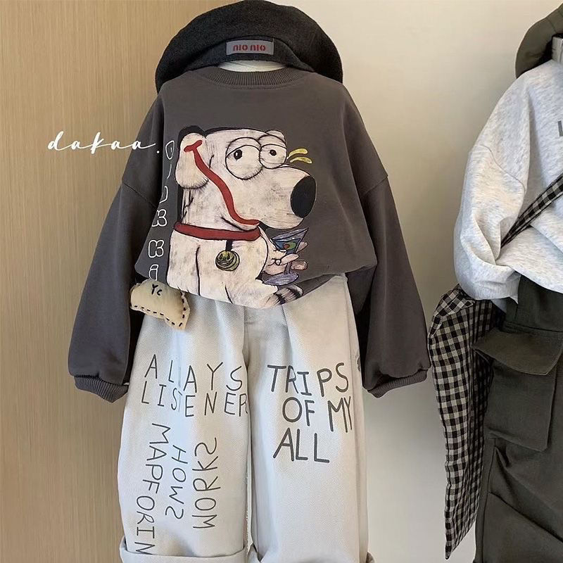 P printed sweater pants two-piece set