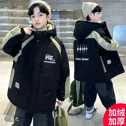 P new medium and large children's thickened trench coat jacket cotton clothes children's winter clothes