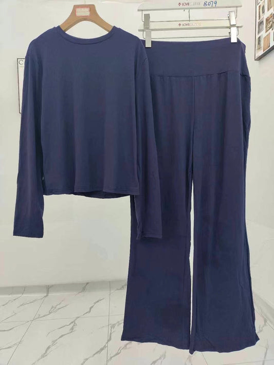 B2-m18  Casual women's two-piece set round neck long-sleeved two-piece set - Mixbatch