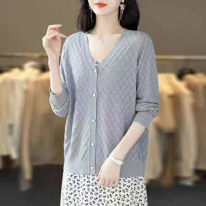 B2-m12 Early Spring & autumn  Tencel knitted cardigan women's and  teenage thin jacket - Mixbatch