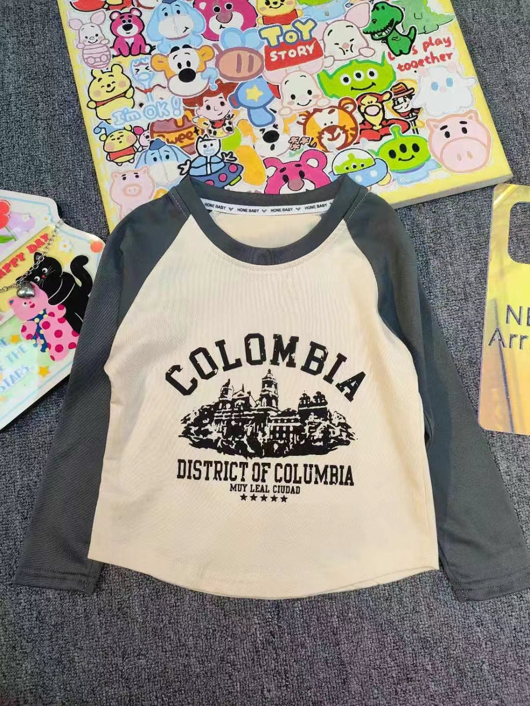 B3-M30  Girls Spring and Autumn cotton New Retro Printed Long Rough Sleeve T-Shirt - Mixbatch