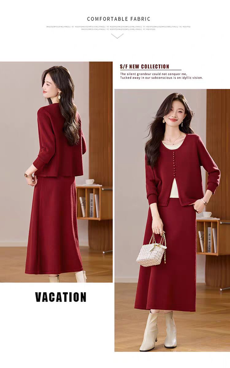 Knitted Top and Skirt Set