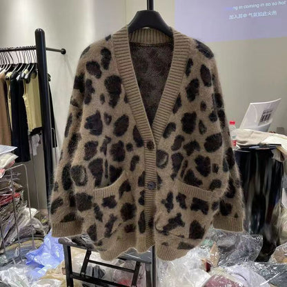 A leopard print jacket sweater