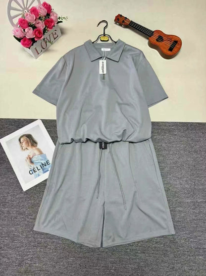 B2-m12 Summer sports suit Big size men's polo shirts a set of 2 pieces - Mixbatch