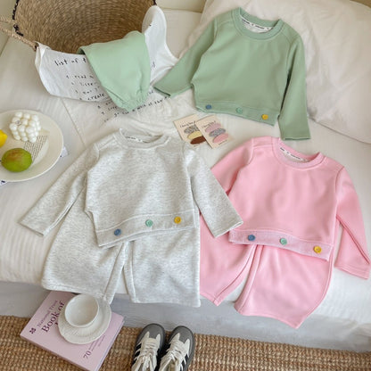 P girls' suit autumn clothes new foreign casual children's clothing medium and older children's girls' sports sweater two-piece set popular