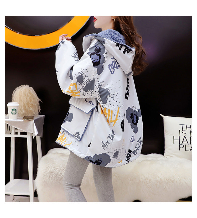 Fleece-Lined Thickened Two-Way Lamb Wool Cardigan Coat for Women